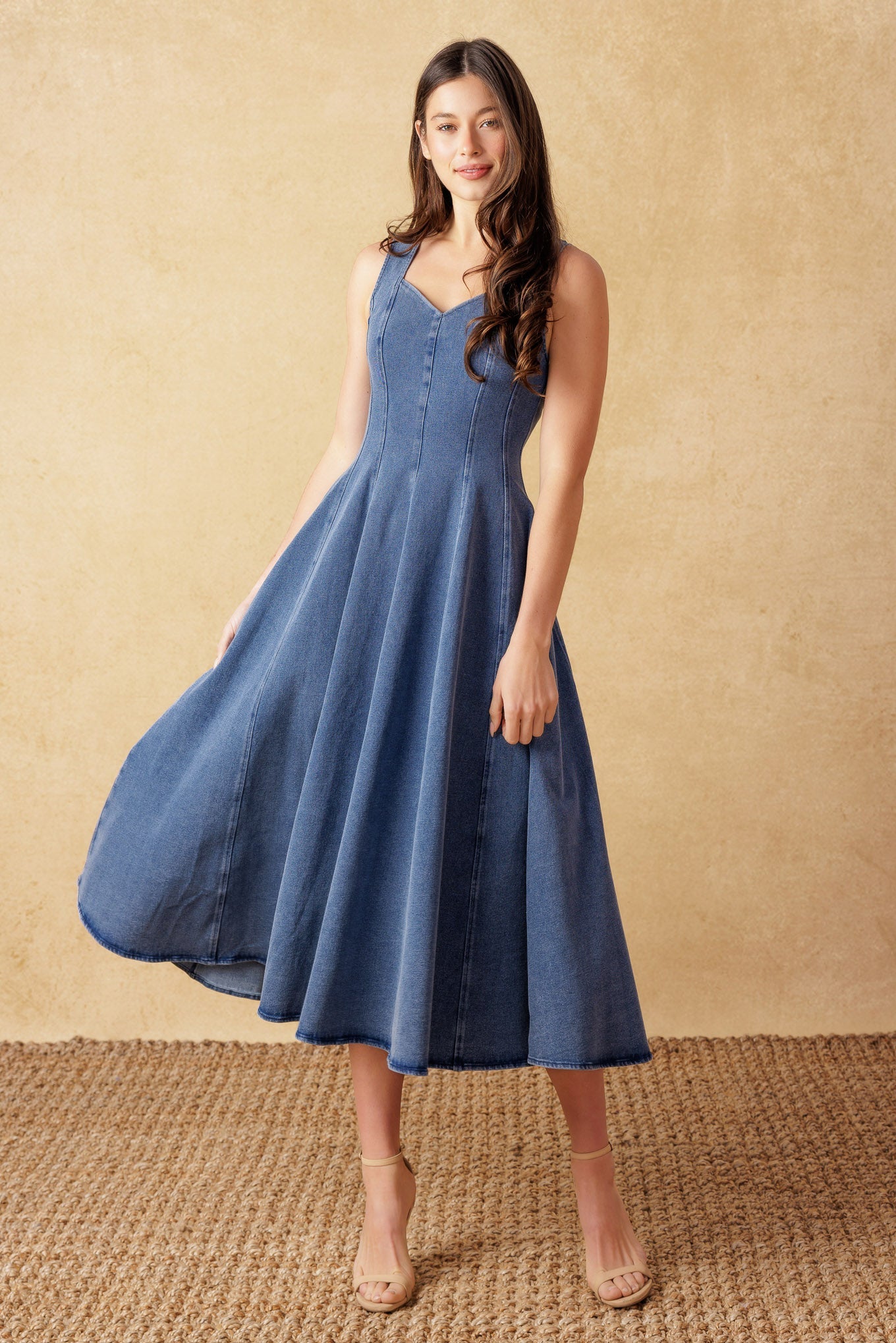 STARS AHEAD DENIM MIDI DRESS Flying Tomato